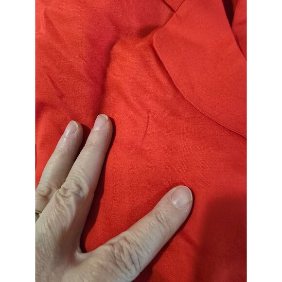 Vintage Chaus Red Short Sleeve Button-Up Blouse With Embroidered Crest Pocket - Picture 7 of 8